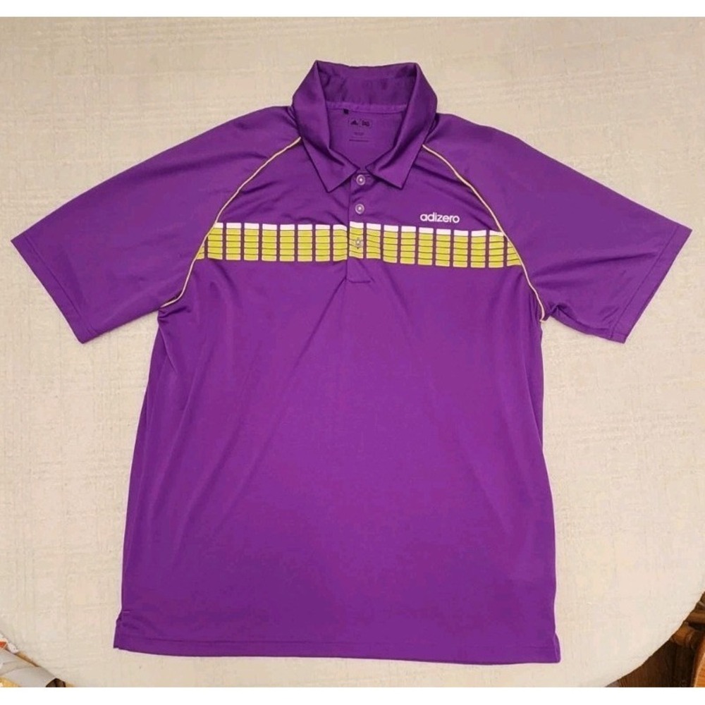 Adidas‎ Polo Shirt Mens Size Large Blue Adizero Short Sleeve Casual Golf Tennis